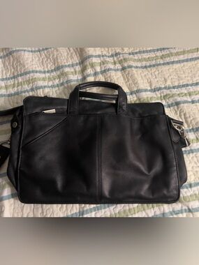 Kenneth Cole New York Black Leather Briefcase/Messenger Bag